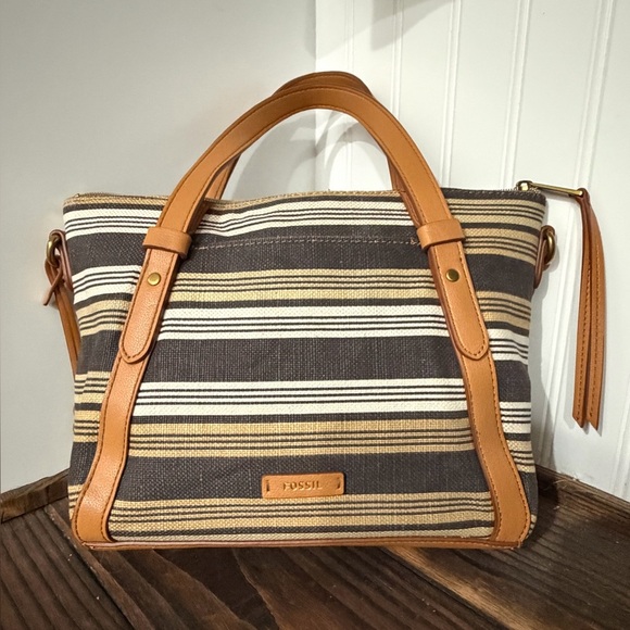 Fossil Handbags - New Fossil Avondale Striped Canvas Women's Bag